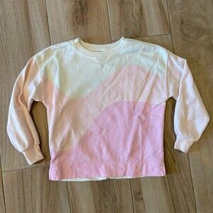 Old Navy Girls Sweatshirt Size L Pink Ivory Colorblock Crewneck Tunic
